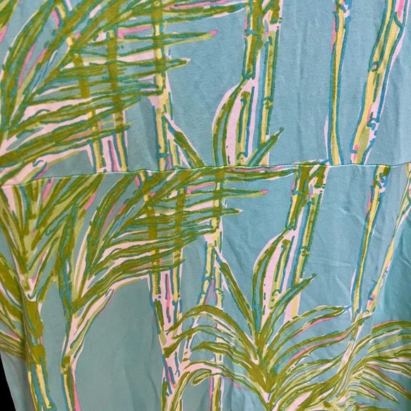 Lilly Pulitzer Palm Tree Print Cotton Short Sleeve Dress Light Blue/Green Small - Picture 4 of 7